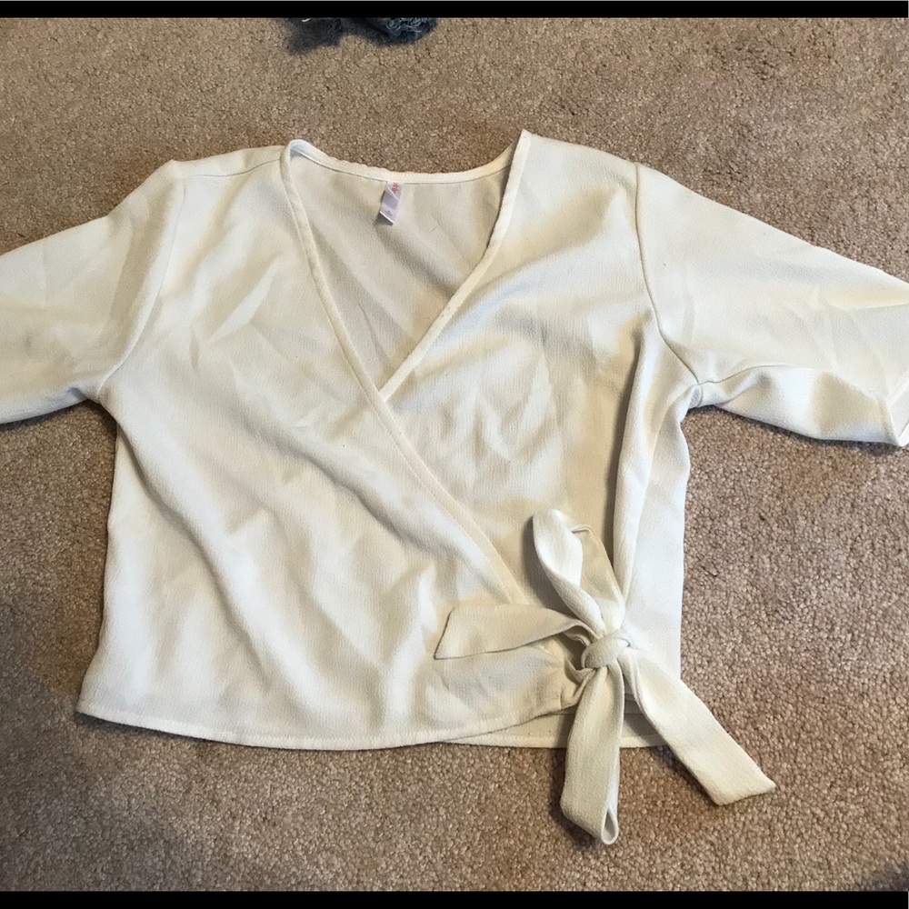 tied, wrap around crop top